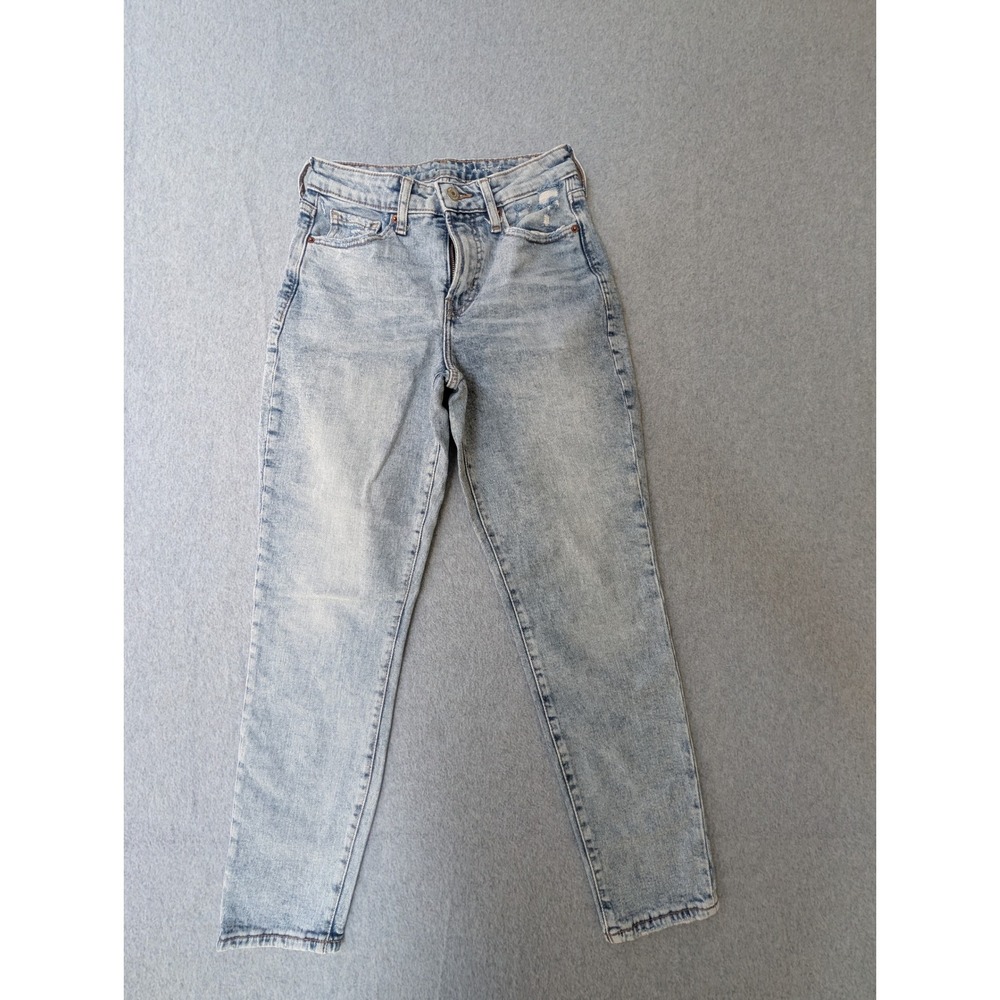 Old Navy OG Straight High Rise Jeans Light Wash Distressed Size 2